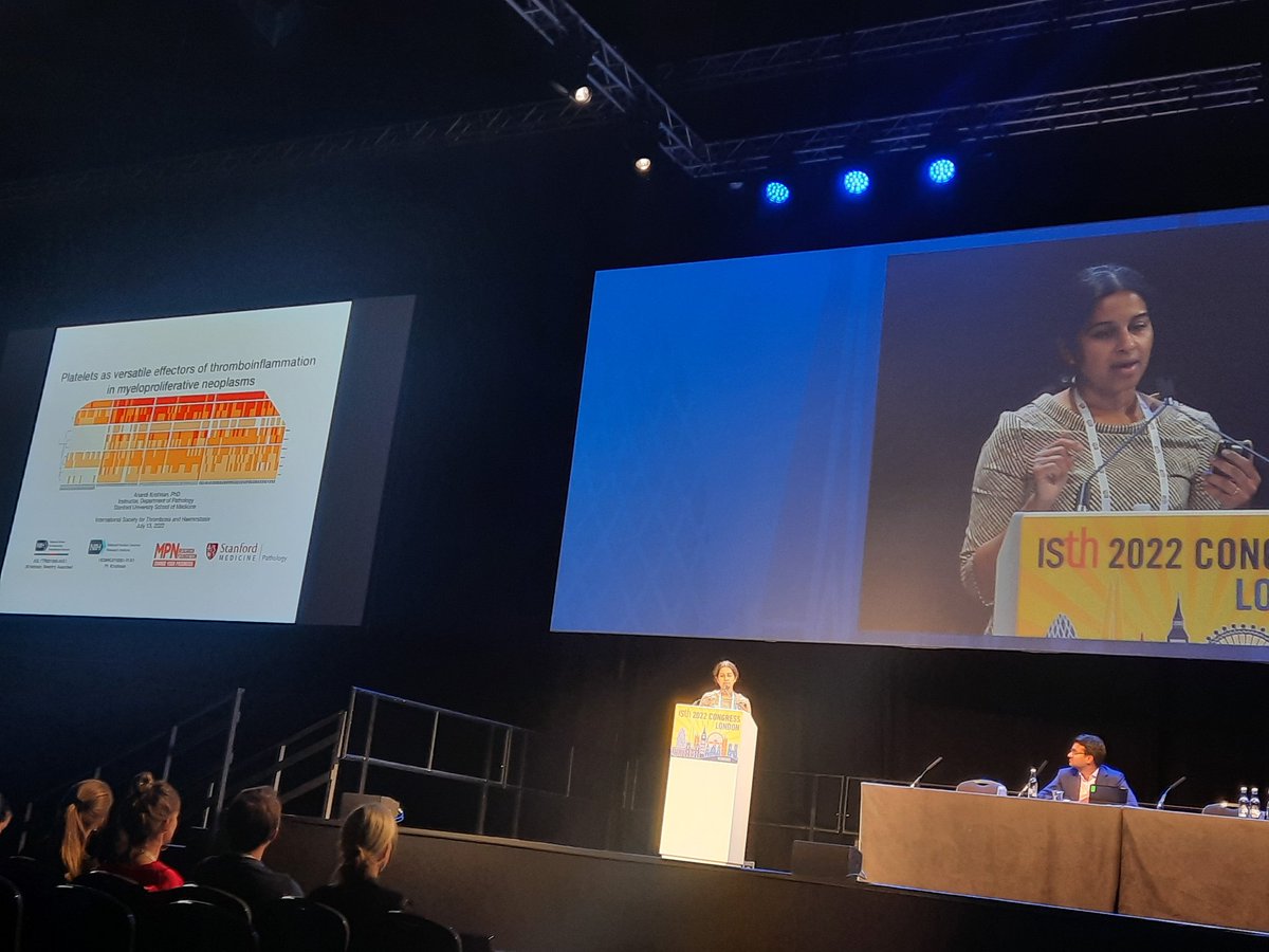 Fascinating data presented by Dr @anandi_krishnan on the contribution of platelet RNA to mechanisms of thromboinflammation in Myeloproliferative Neoplasms #ISTH2022