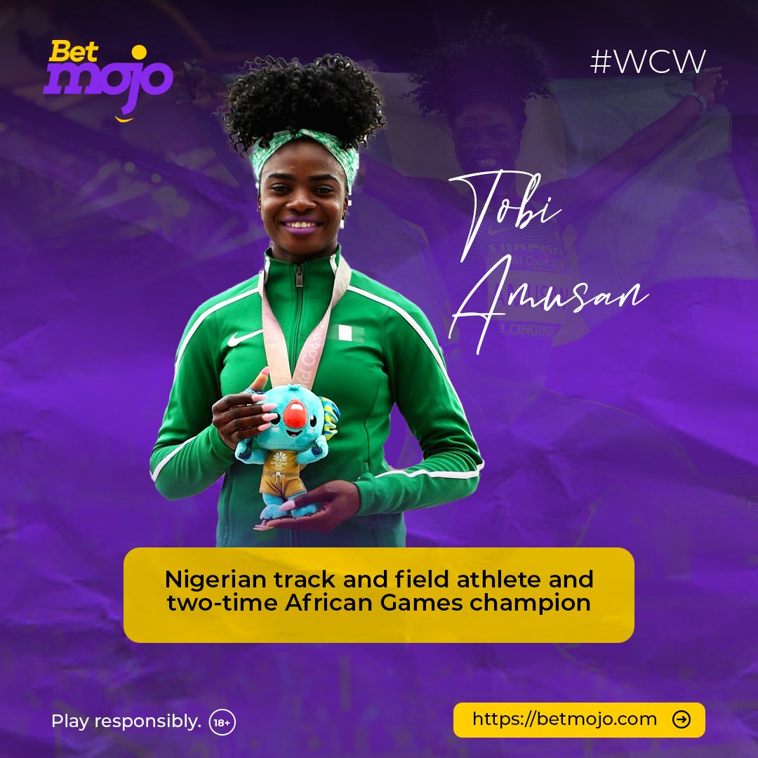 BetMojoNG's tweet photo. Africa Women Athletic Champion Tobi Amusan is our woman crush today. #WCW https://t.co/xQzlwlmh5p
