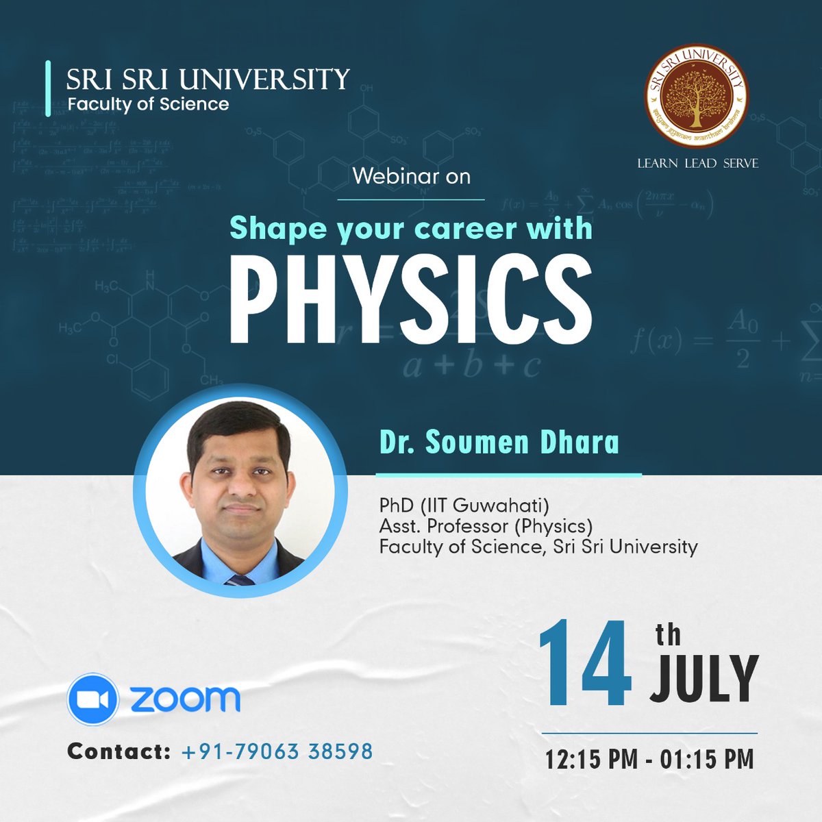 SriSriU's tweet photo. Overall employment of physicists and astronomers is projected to grow 8% from 2020 to 2030. #SriSriU invites you to a #webinar to explore on a topic: 'Shape Your Career in Physics'
Date: 14 July 2022
Time: 12:15PM
Register here: https://t.co/dm8m6d2QHs
#ScienceAtSSU #SSUOnline https://t.co/3LBWVYDChq
