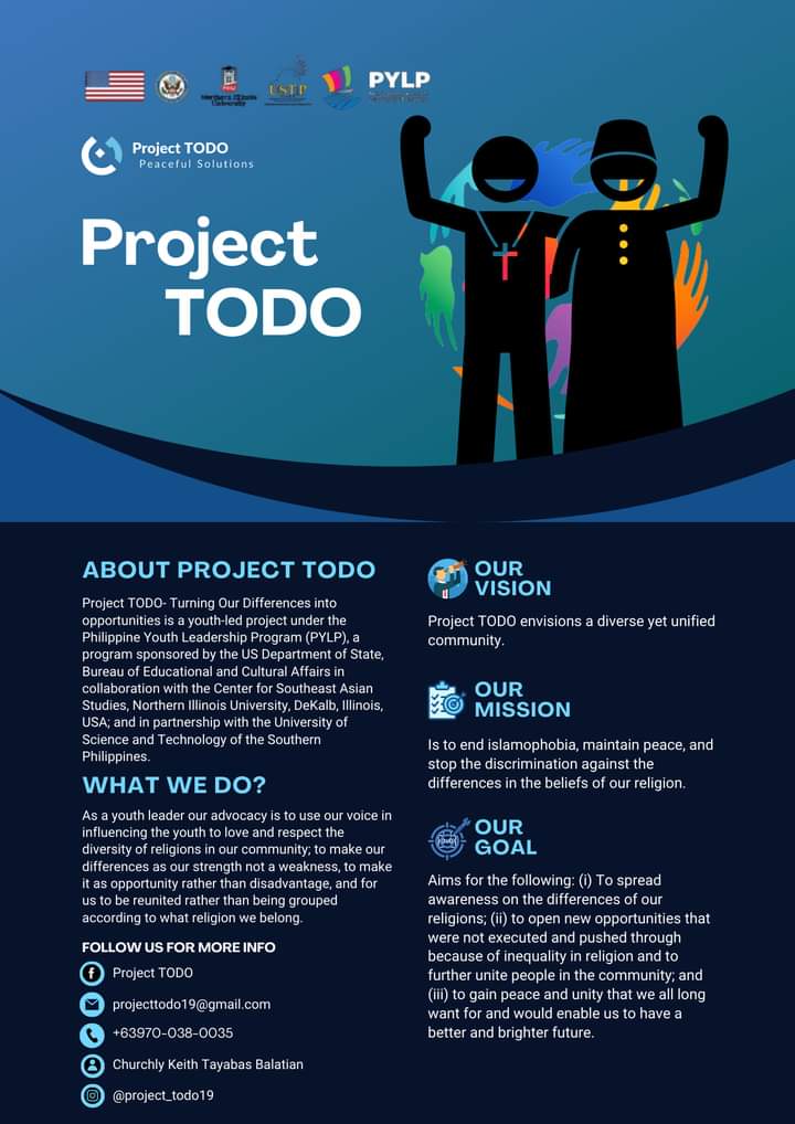 projecttodo19's tweet photo. Let's turn our differences into opportunities, I-TODO natin to!
Let's make this project possible by liking and sharing this Facebook page with your friends! Project TODO Peaceful solutions!
Start today!
Make a change!
With Us!
#PYLPoftheFuture
#PYLPxUSTPxNIU
#PYLP19
#ProjectTODO https://t.co/08fHcFuHs3