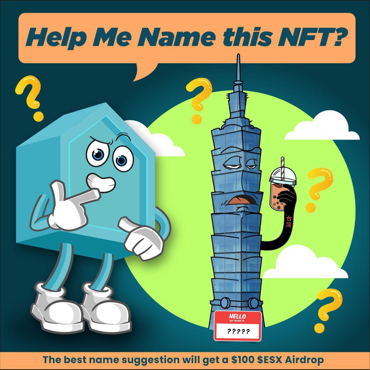 estatextokenize's tweet photo. 🎉NAME THE NFT AND WIN! 🎉

What do you think the name out next NFT should be? 

Leave your suggestions below 👇

#nft #win #cryptocomp #nftcompetition https://t.co/k8FJwzOhdU