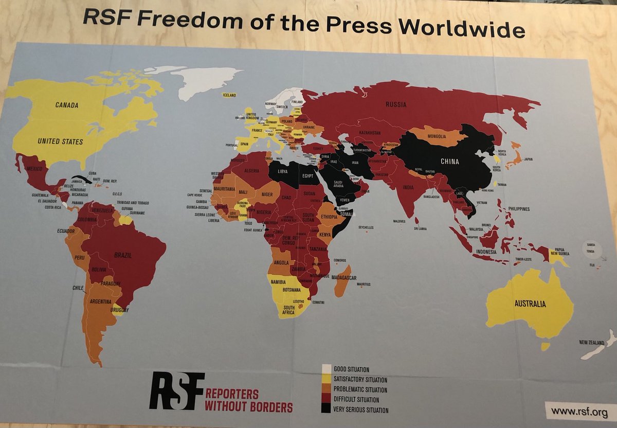 At the amazing and deeply troubling World Press Photo exhibition in Amsterdam. Note we only register as satisfactory on freedom of the press.