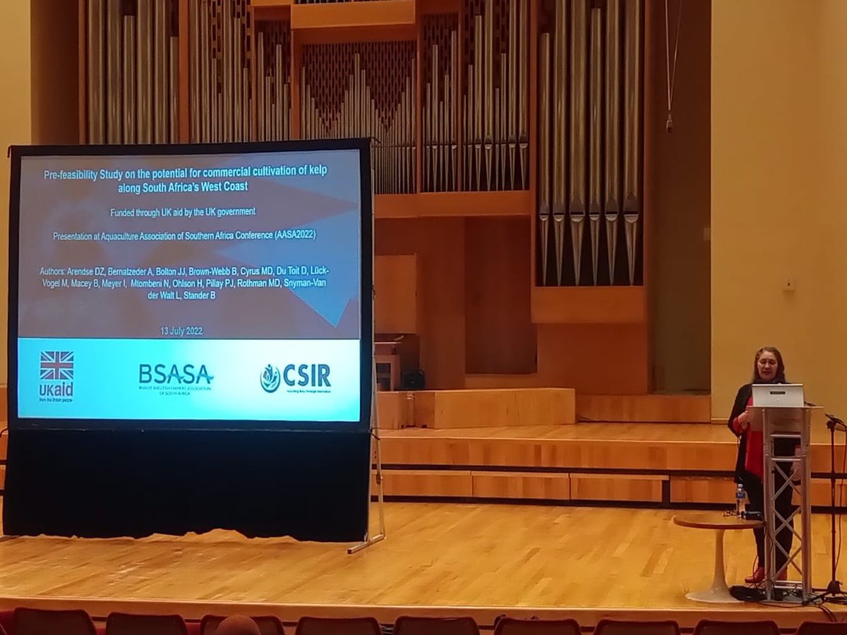South Africa is exploring seaweed revolution. Dr Bernadette Brown Web presenting on potential of kelp cultivation along SA Coast. Funded by UK AID #aqua2022 #aquaculture2022