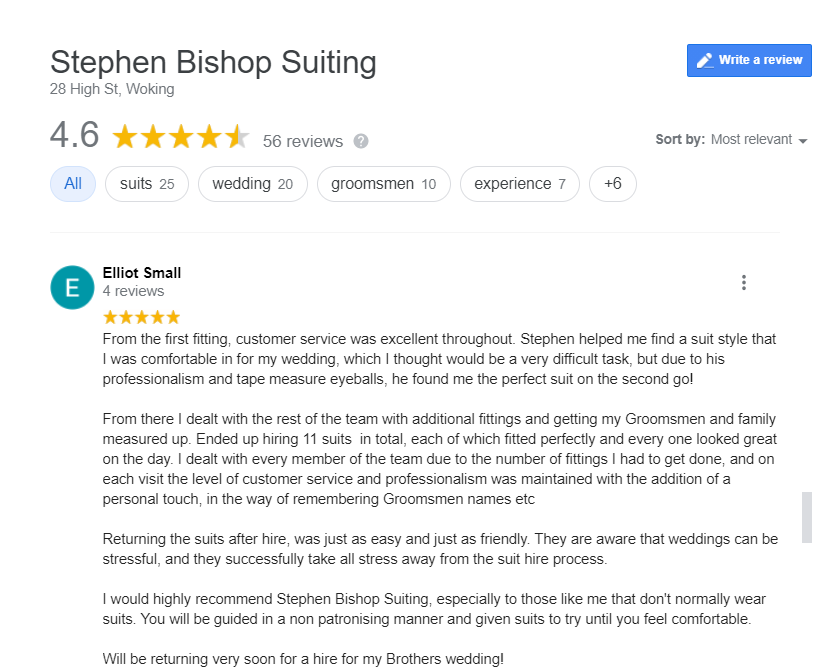 Reviews like this always makes me happy, helping people find the perfect suits for their special day is want keeps me motivated!
Book your consultation here:  stephenbishopsuiting.com/contact
 #reviews #groominspiration #groomsmenstyle