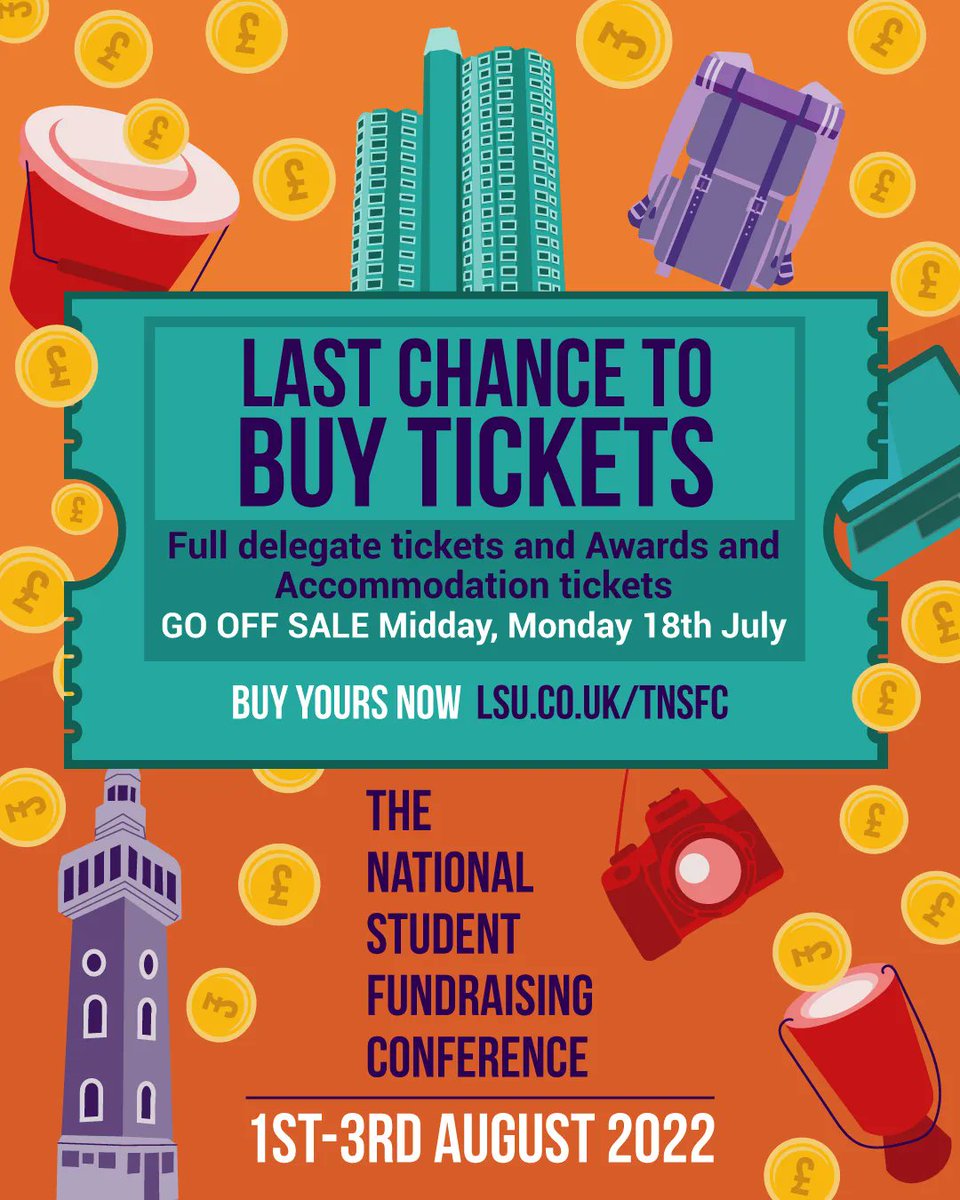 Last chance to buy your tickets with accommodation!!!

Tickets on sale with accommodation until 18th July, and day tickets and awards only tickets are on sale until 25th July.

Head to the link here to buy tickets now: buff.ly/3yCDio3 🎟🎫

#student