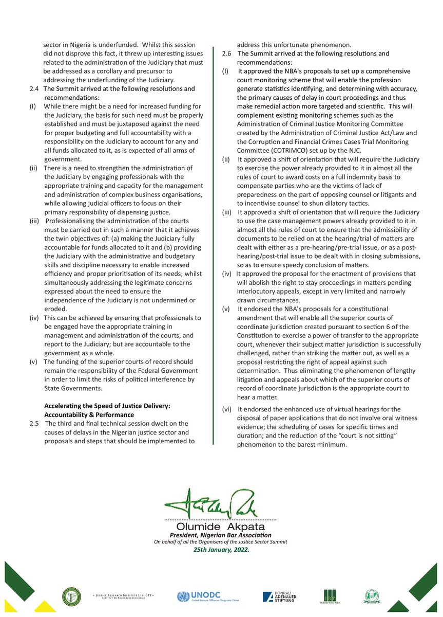 We have written the Acting Chief Justice of Nigeria to congratulate him on his appointment and offer our support in a time when urgent judicial reform is required. We also highlighted the recommendations from the #JusticeSectorSummit2022 as a guide in this regard. RT &amp; Share. 📤