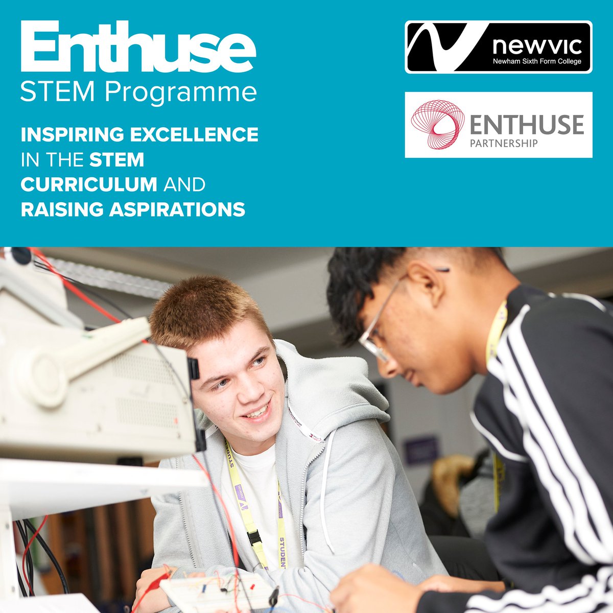 Across the UK there is an underlying need to improve the quality of teaching in #STEM subjects across all phases of education. The #ENTHUSEPartnerships here at NewVIc is a collaboration between 6 schools and colleges, supported by £20,000 worth of support over 2 years!