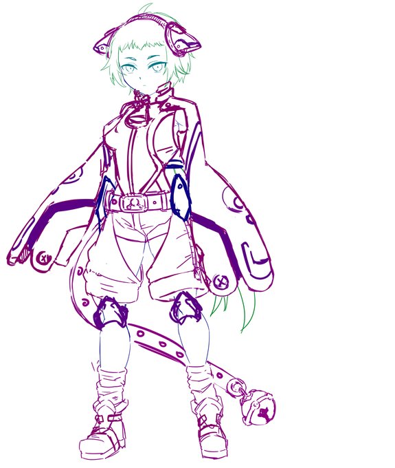 新しいオリキャラちゃんラフ。猫のイメージ。 