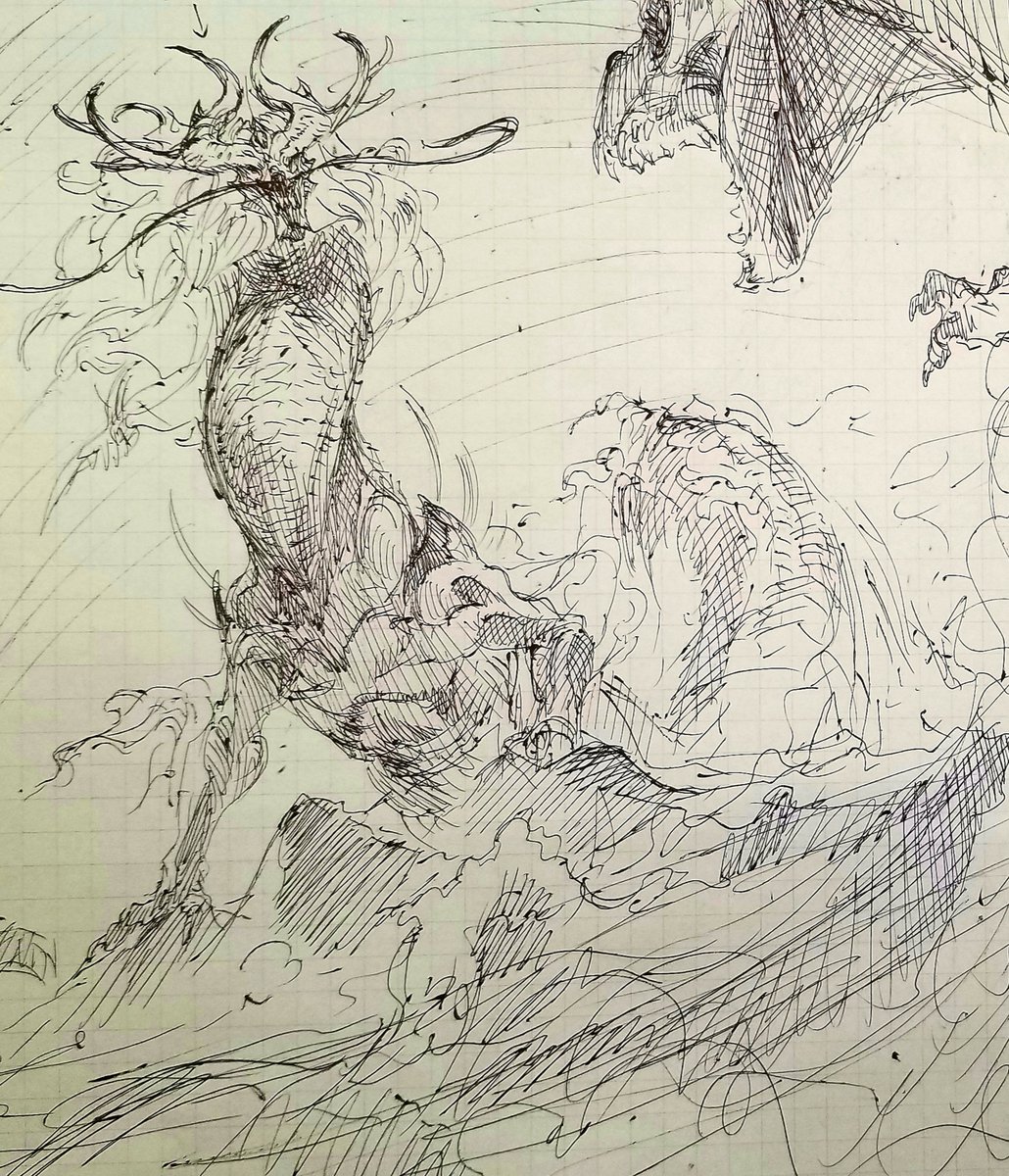 #やじるのらくがき
#落書き
#monsterdesign
#creaturedesign
#dragon
ボールペンでガリガリ。 