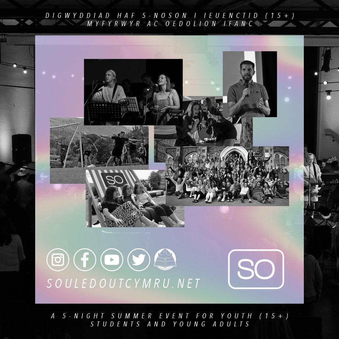 🚨1 Mis i fynd! 1 Month to go!🚨

Mae #souledout22 yn agosau a ni ddim ishe neb i fethu allan! Make sure you join us for a great 5 days!

Awst 13-18 August <a href="/ColegyBala/">ColegyBala</a> 
souledoutcymru.net/haf/
souledoutcymru.net/summer/?lang=en