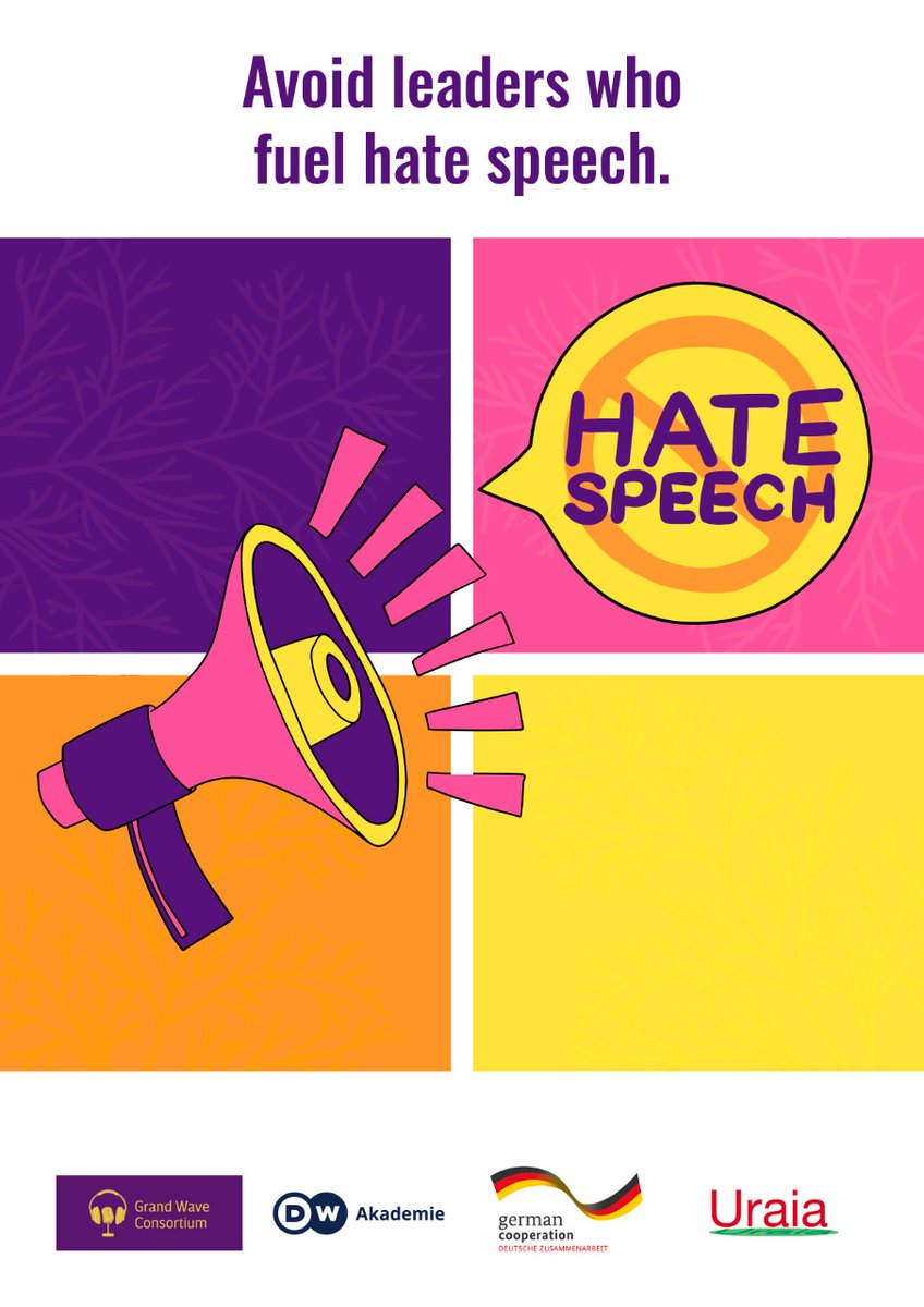 HakiYetuOrg's tweet photo. Hate speech poisons societies and fuels conflicts. Avoid  leaders  who fuel hate speech. @UraiaTrust
#HusikaUsikike https://t.co/XNc3ScHSIn