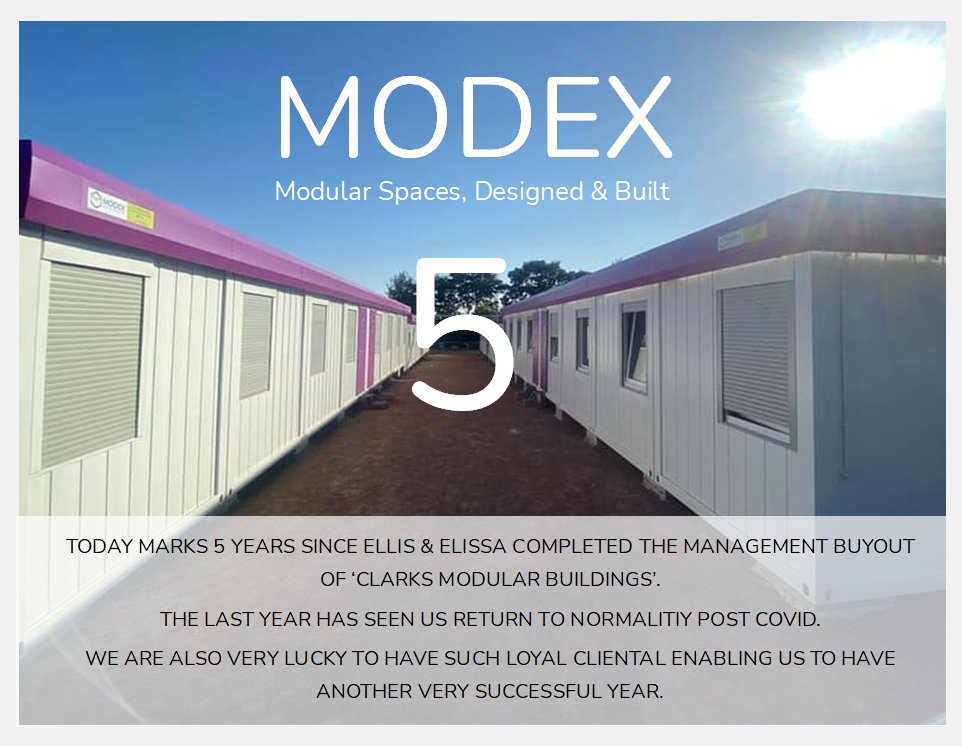 modex_spaces's tweet photo. Another year has flown by here at Modex Spaces, we cannot believe it has been 5 year already!!

#anniversary #5years #modularbuildings https://t.co/uG5POFCNGr