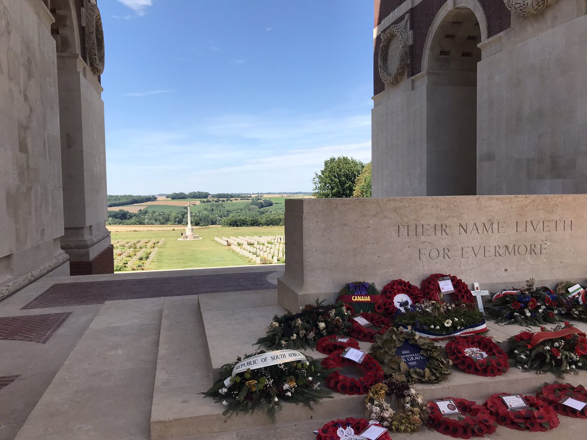 DurhamJohnston's tweet photo. There are five former students or teachers of Durham Johnston remembered on the Thiepval memorial to the missing on the Somme. We laid a wreath in memory, and considered the sheer scale of the Battle of the Somme. #DJBattlefields22 https://t.co/q2xF5alu7q