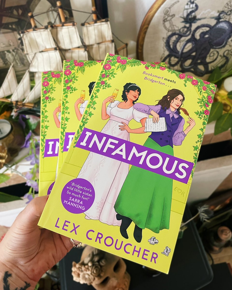 I'm giving away THREE signed &amp; dedicated copies of my (new! sapphic! Regency!) book INFAMOUS, out July 21st. 

giveaway open in the UK &amp; Europe until the end of tomorrow (14/07), just retweet and make sure you're following me to enter!