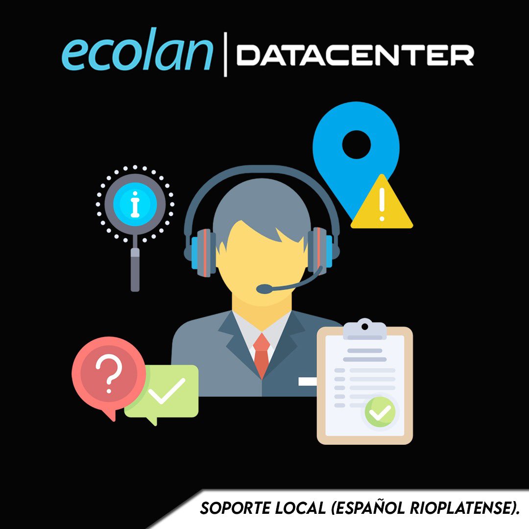 Contamos con soporte local lo que facilitará la comunicación entre nuestros profesionales de Ecolan Datacenter y vos. 

Te estamos esperando!

 Comunicate: 
datacenter@ecolan.com