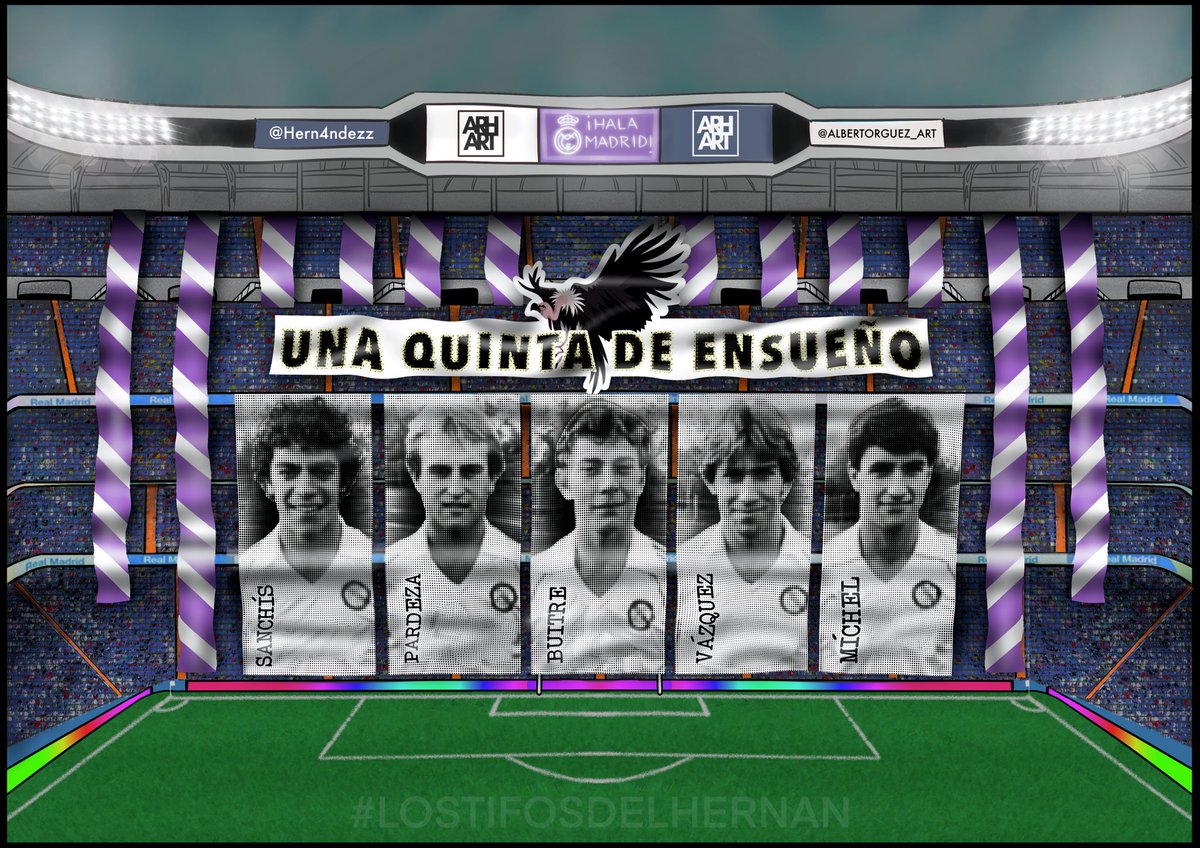 Hern4ndezz's tweet photo. Una generación de canteranos que son el ejemplo para cualquier niño de la base!!!

 LA QUINTA DEL BUITRE!! 

#LosTifosDelHernan @realmadrid #RealMadrid #tifo #butragueño #sanchis #michel #vazquez
#pardeza #laquintadelbuitre https://t.co/wCFdB7vtGl