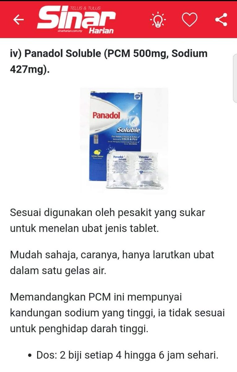Info mengenai panadol. Jom baca!