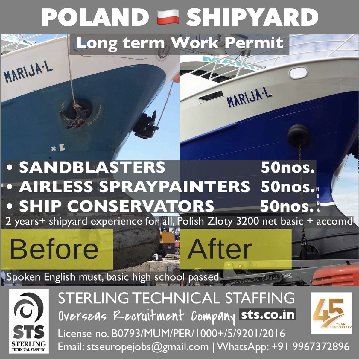 Recruiting now to a leading shipyard in Poland

#poland #polandjobs #europejobs #jobs #JobSearch #europe #europejob #jobseekers #overseasjobs #shipyard #shipyardjobs #Hiring #HIRINGNOW