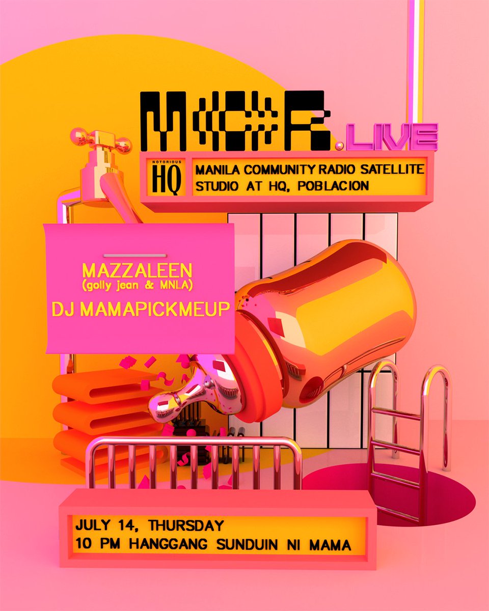 mcradio_live's tweet photo. Churning out banger after banger with MAZZALEEN and DJ MAMAPICKMEUP (a.k.a. LM900/AHJU$$I) as we head over to HQ for the next https://t.co/gugi80SnTN show. Be there, or be square! #MCR #ManilaCommunityRadio

Poster by planet_dani https://t.co/TpJNqQIb4D