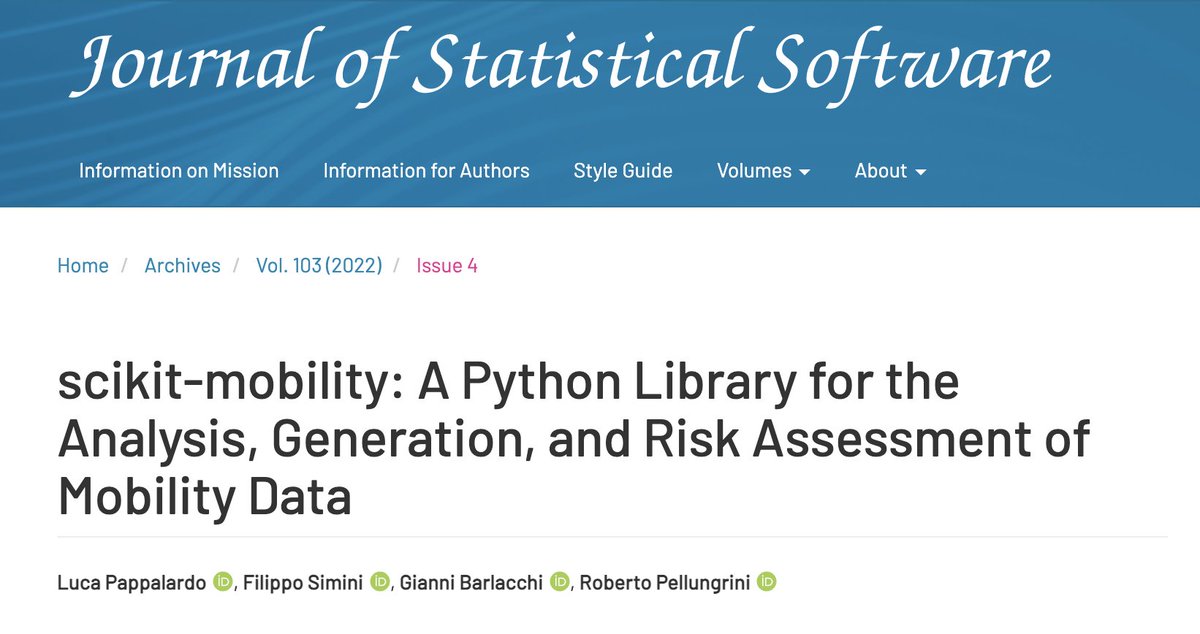 lucpappalard's tweet photo. 📢🔥 The @scikitmobility paper was finally published on @jstatsoft! 
👉 co-authored with the library founders: @GianniBarlacchi @Pellungrobe @iPif  
👉 Paper: https://t.co/VAGMWl9o1r
👉 GitHub repo: https://t.co/tytdLLCuJ3 https://t.co/phJJaTCYey