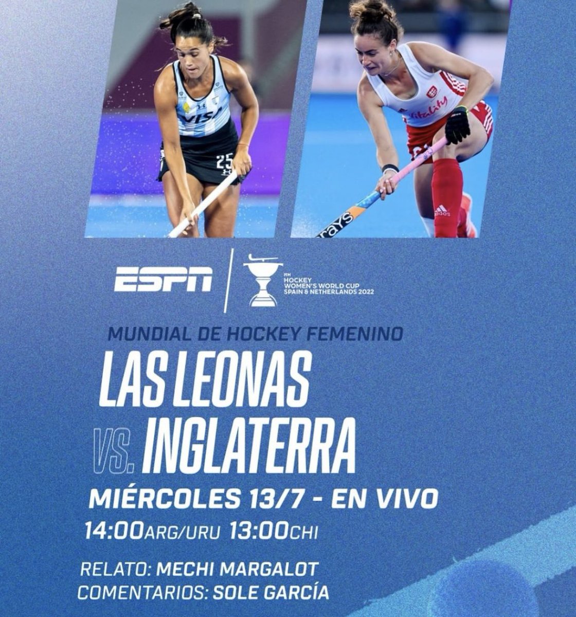 Por un lugar en semifinales Las Leonas - Inglaterra en vivo por ESPN 2 y Star+ desde las 14hrs. Es HOY. A todo o nada. Vamos Argentina!!!!!!