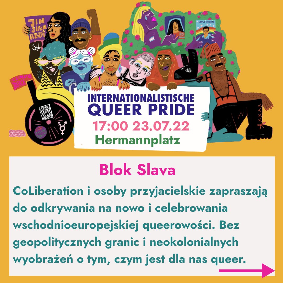 iqpberlin's tweet photo. #IQPB2022: @CoLiberationBLN i osoby przyjacielskie zapraszają do odkrywania na nowo i celebrowania wschodnioeuropejskiej queerowości. Bez geopolitycznych granic i neokolonialnych wyobrażeń o tym, czym jest dla nas queer. Żadnych wojen, prócz wojny klasowej.#b2307  #berlin https://t.co/1BIrzBpJ6t