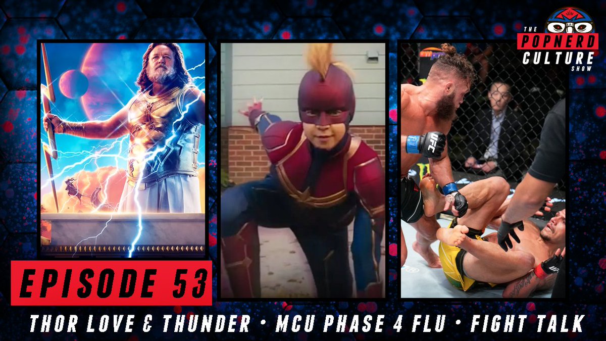 PopnerdCulture's tweet photo. Thor Love &amp; Thunder (0:08) MCU Phase 4 Flu (17:50) VFX artists vs Marvel (57:14) Jake Paul vs Hasim Rahman Jr. (01:01:55) Rafael Dos Anjos vs Rafael Fiziev results (01:14:11)
#thor4 #MCUPhase4Flu #JakePaul #HasimRahmanJr #rafaeldosanjos  #rafaelfiziev
https://t.co/kt5l0bOUrx https://t.co/OhUpkDuB69