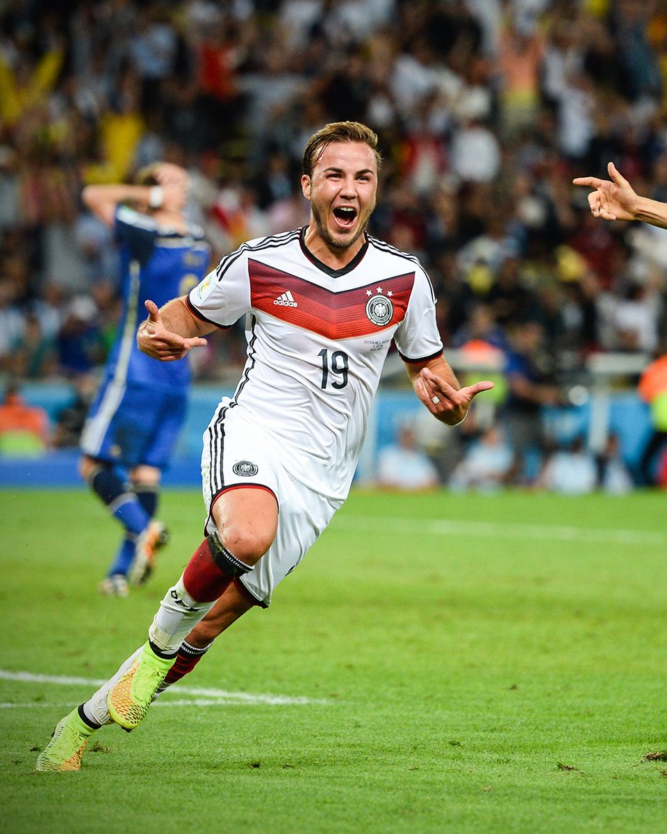 brfootball's tweet photo. Eight years ago today, Mario Götze subbed on for Germany to score an extra-time winner to beat Argentina in the World Cup final.

It will forever be clutch 🏆 https://t.co/FtGaHisGLG