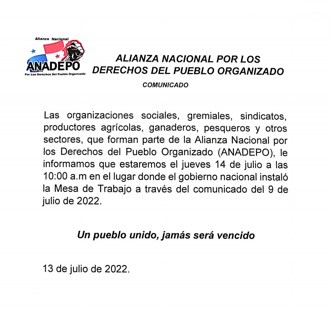 Comunicado de #ANADEPO
<a href="/tvnnoticias/">TVN Noticias</a> <a href="/TReporta/">Telemetro Reporta</a> <a href="/nexnoticias/">Nex Noticias</a> <a href="/rpc_radio/">Rpc Radio</a> <a href="/elsiglodigital/">El Siglo de Panamá</a> <a href="/prensacom/">La Prensa Panamá</a> <a href="/EstrellaOnline/">La Estrella de Panamá</a> <a href="/criticaenlinea/">Diario Critica.Pa</a> <a href="/MiDiarioPanama/">Mi Diario Panamá</a> <a href="/OriginalStereo/">Original Stereo 🇵🇦 📻📡</a> <a href="/OndasCentrales/">Ondas Centrales</a> <a href="/Okey963fm/">Okey 96.3 FM</a> <a href="/radiopanama/">Radio Panamá</a>
