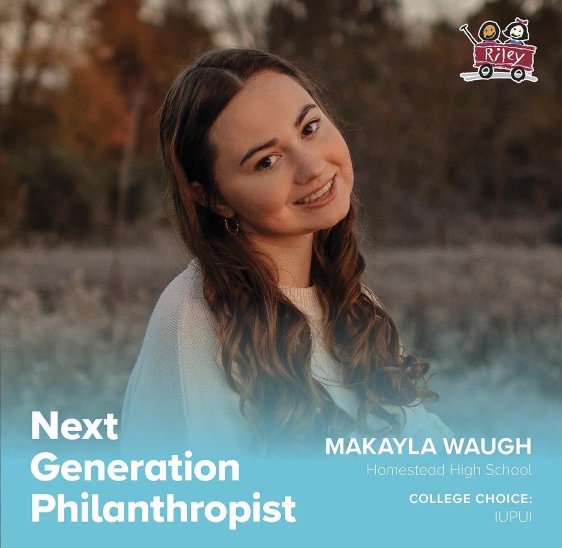 Congratulations to Class of ‘22 Homestead Grad, Makayla Waugh, on being named a Next Generation Philanthropist by <a href="/RileyKids/">Riley Children's Foundation</a> #SpartanPride <a href="/sacsk12tweets/">SACS</a>