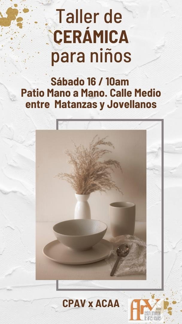 CNAPCuba's tweet photo. 📣El Centro Provincial de Artes Visuales y la Acaa de Matanzas ofrecerán,este sábado,taller de cerámica para niños como parte de las actividades y propuestas para este verano 2022.🤗
#Verano2022 #VeranoConTodos #Matanzas #CPAV #Acaa #CubaEsCultura https://t.co/ylNTWLfdbc