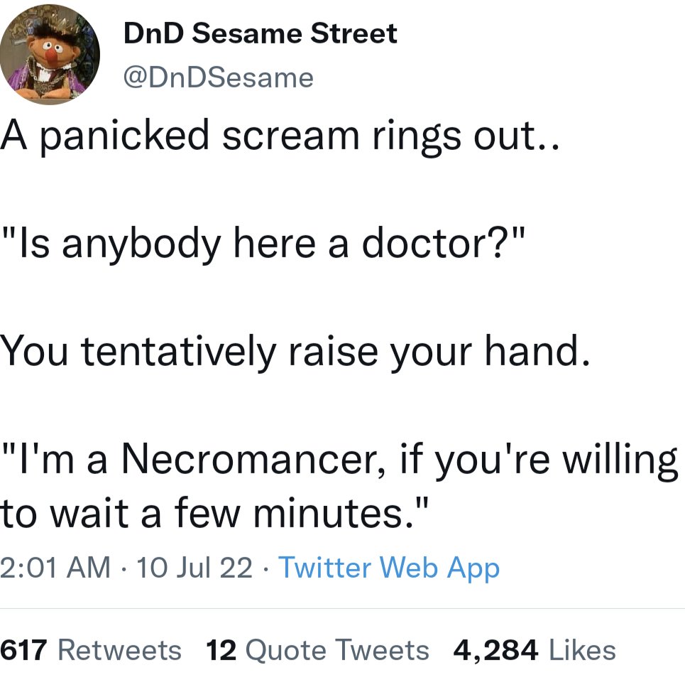 bottlecapdnd's tweet photo. This one gave me a lol

Have a badass week! Thanks for watching the stream last night <3

#dungeonsanddragons #dnd #dnd5e #dndmemes #dndmeme #dungeonsanddragonsmeme #dungonsanddragonsmemes #rpg #nerd #roleplay #geek #d20 #dice #gaming #rollordie #geekingout #campaignlife https://t.co/iGEhzy8DQj