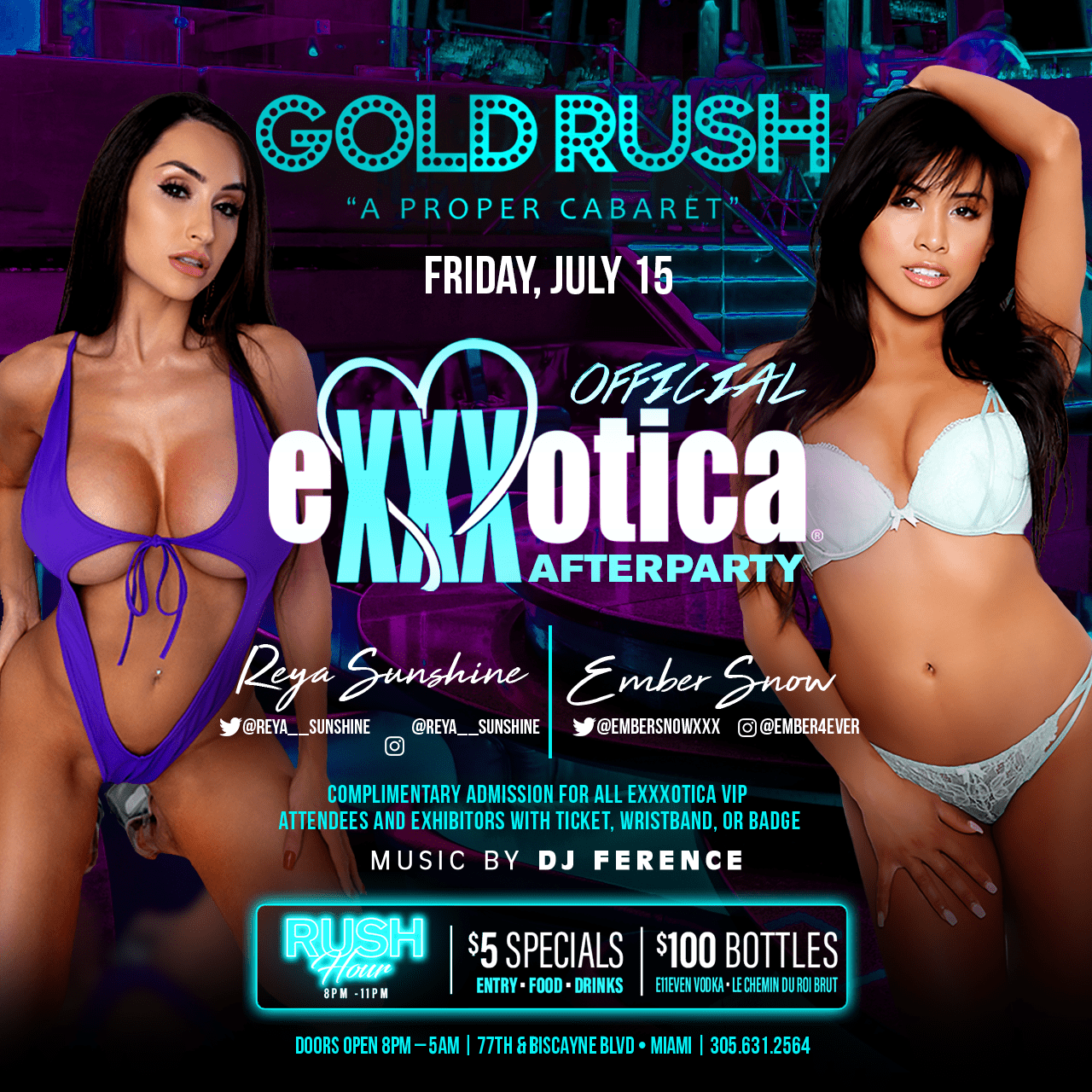 EXXXOTICA Expo on X: The Official Exxxotica After Party is at Gold Rush  Cabaret (@goldrushcabaret) Friday, July 15. Featuring Reya Sunshine  (@Reya__Sunshine) & Ember Snow (@embersnowxxx) live on stage.  t.coimgWzntkBZ  X