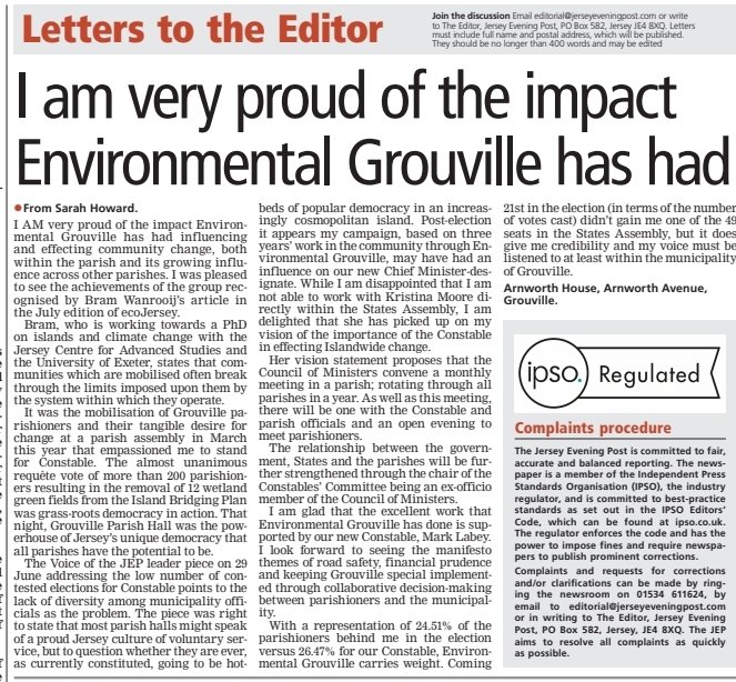 I have high hopes for our new COM. 
✅️ Ministerial bids align.
✅️Fresh vision of a path to carbon neutrality as an opportunity for positive innovative change. 

This will create a self sufficient, sustainable Island community which invests in and values the Jersey person.