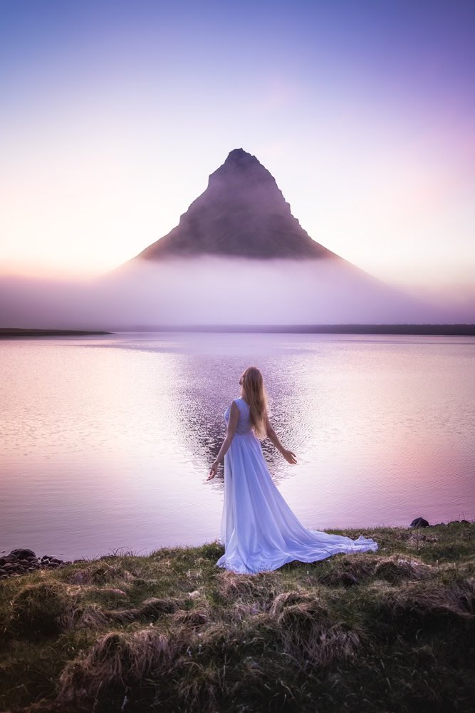 Magical summer night in Iceland 💜 #selfportrait