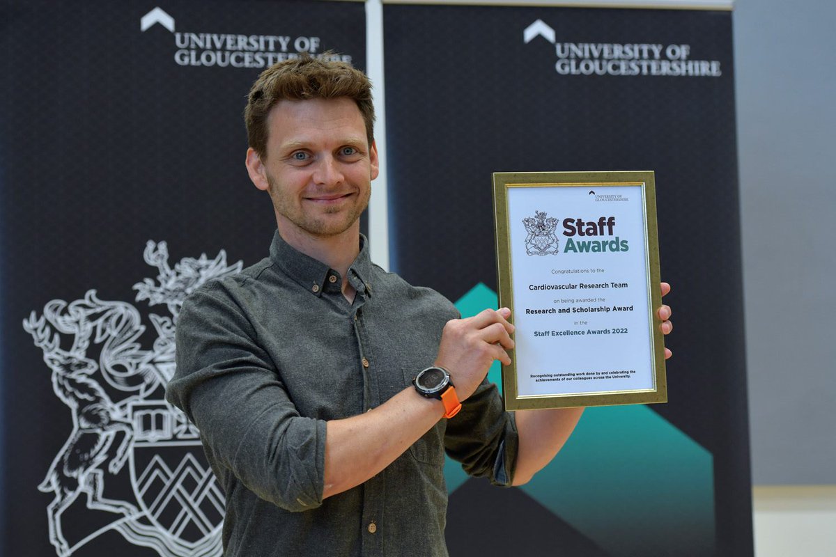 Pleased that our Cardiometabolic lab won the University Staff Award for Research and Scholarship last week <a href="/uniofglos/">University of Gloucestershire</a>. Find out more about our #research &amp; how you can get involved here:bit.ly/3PaxARh @UoGCASES staff <a href="/KJSt0ne/">Keeron Stone</a> &amp; <a href="/LouiseA_Turner/">Louise Turner</a> helping lead the group