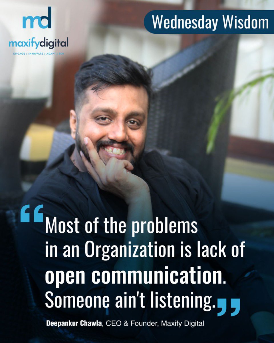 maxifydigital's tweet photo. If you are going to lead a successful business, it is cruical to create an open environment. It will bring greater job satisfaction, reduced stress, loyalty and mutual respect.

 #business #people #communication #wednesdaywisdom #wednesdaymotivation #wednesdaythoughts https://t.co/FIkBssQP7p