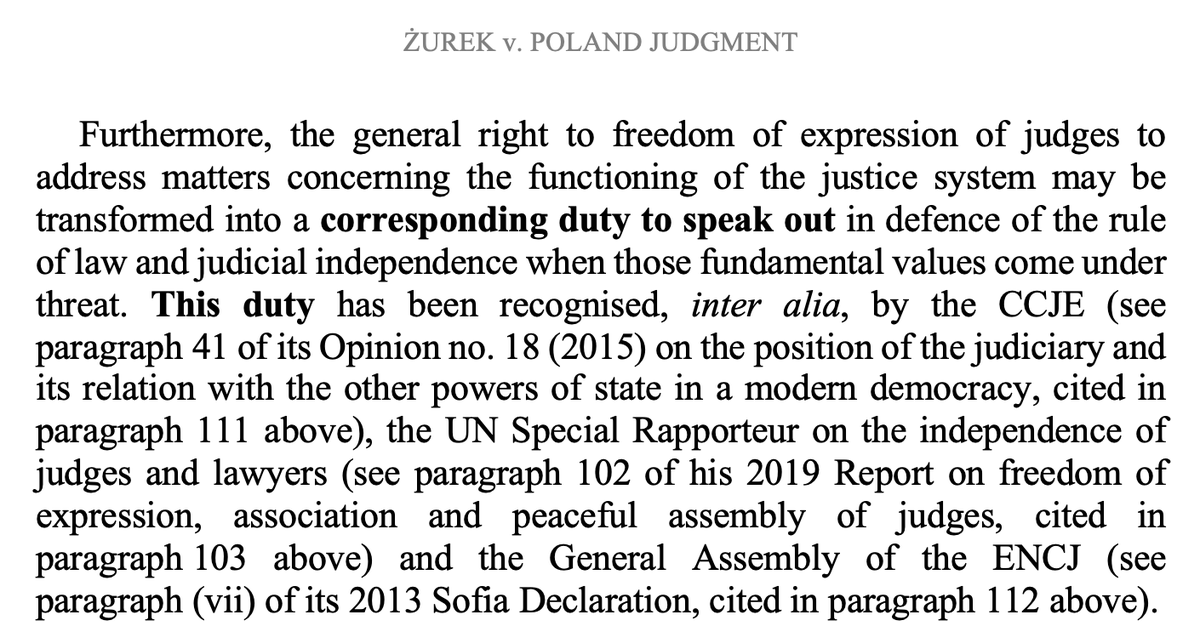 ProfPech's tweet photo. I was reminded of this when ECtHR recently (for 1st time TBOMK) referred to judges' "duty to speak out in defence of the #ruleof law and judicial independence when those fundamental values come under threat" https://t.co/ariVdM401T