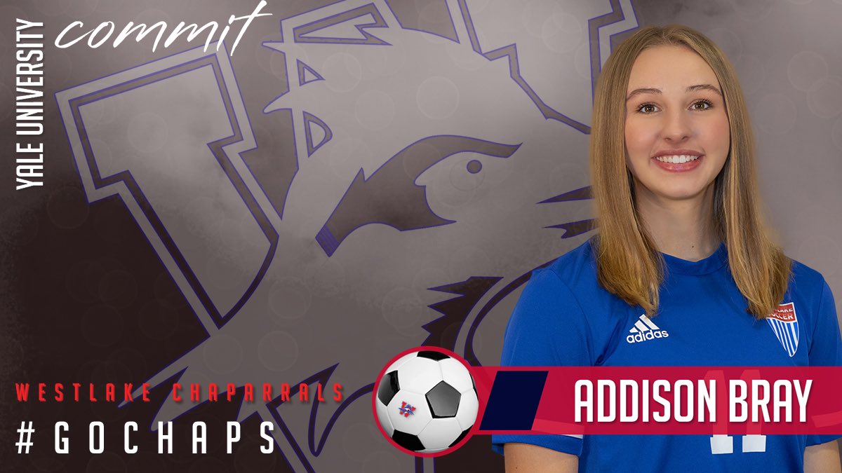 Big news for Westlake’s Addison Bray as she commits to continue her academic and soccer career at Yale University. #ThisIsYale #GoChaps