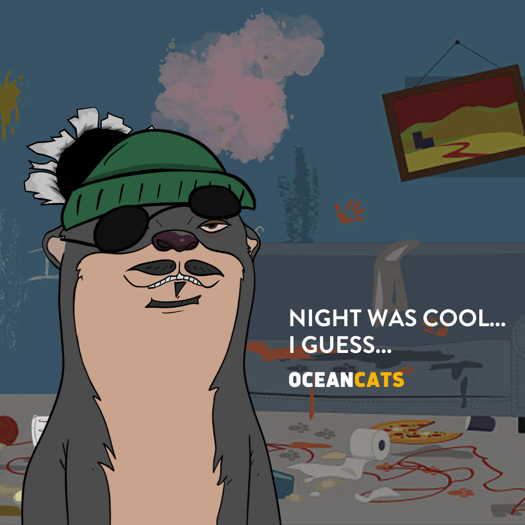 Kids, NEVER throw a party at your house. #oceancats #NFT #hangover #otters #solana