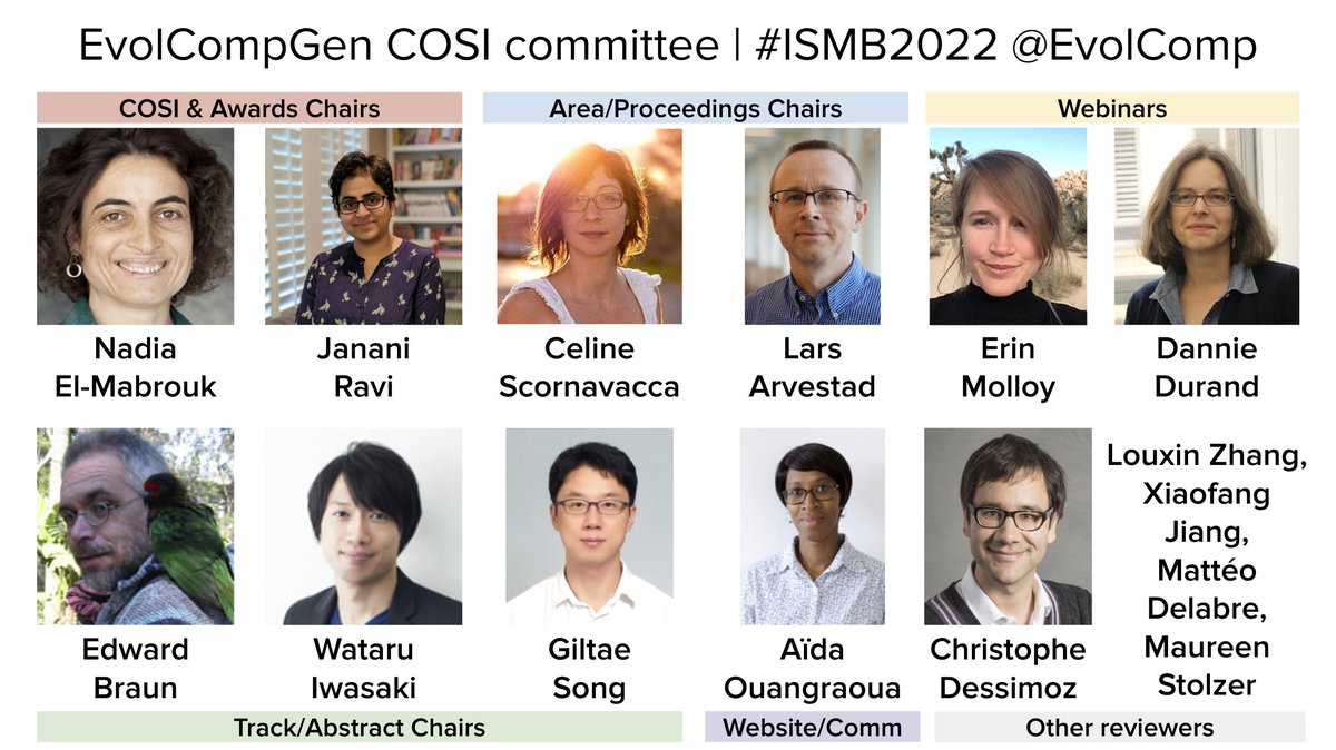 Thrilled to kick off EvolCompGen #ISMB2022 — welcome aboard!🎉 Stay tuned on @ISMBinfo Juno for talks/posters/panel disc. 🗓️Schedule: bit.ly/ecg2022 Engage w/ COSI folks - Join us on Slack: bit.ly/join_evolcompg… - Twitter: @EvolComp - Website: evolcompgen.org