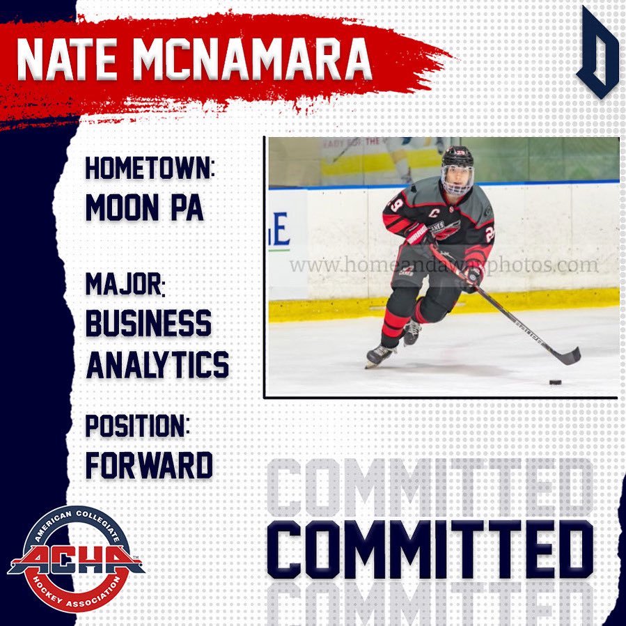 DuqHockey's tweet photo. We have another commitment! Welcome, Nate McNamara!
• Nate McNamara chose Duquesne for the education offered and hockey coaches! https://t.co/Xtmn0DIscx