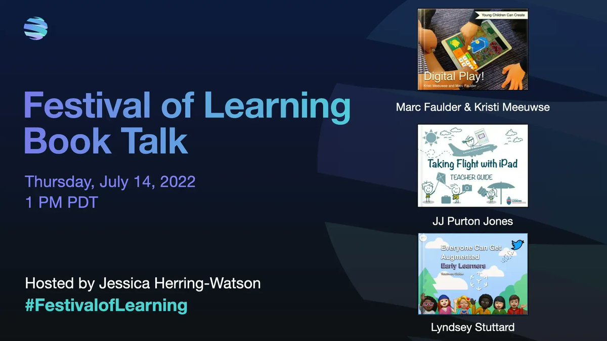 Our first #FestivalofLearning Book Talk is tomorrow! Join me to learn with @JJPurtonJones @lyndsdive85 @MarcWithersey & @KristiMeeuwse at 1 PM PDT on Thursday, July 14. Link to register for this free session: buff.ly/3NTdn0I #AppleEDUchat