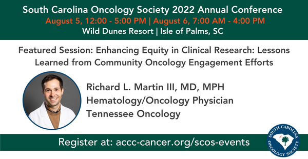 OSSOncology's tweet photo. Diversity in clinical trials is key to advancing health equity; however, underserved populations continue to be underrepresented. On 8/6 @DocMartinTN, will discuss his experiences in implementing #equity in cancer research &amp; opportunities for improvement: https://t.co/sp8foztGJY https://t.co/9Dikcv6GOr
