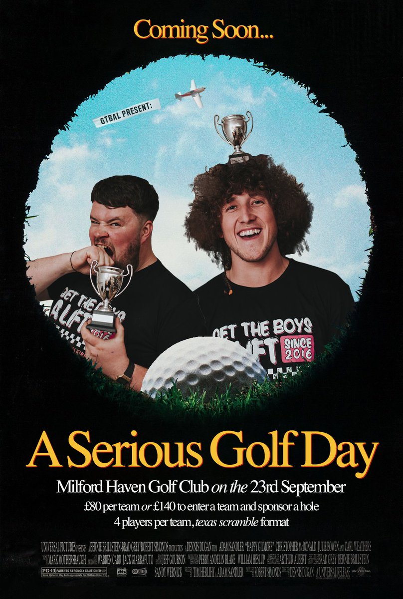 Get The Boys A Lift (@gettheboysalift) on Twitter photo GTBAL golf day, anyone? β³οΈ
Save the date - 23rd of September, Milford Haven Golf Course.
Are you interested in joining in the carnage? Just drop us a DM or email emily@gtbal.co.uk! π€ GTBAL golf day, anyone? β³οΈ
Save the date - 23rd of September, Milford Haven Golf Course.
Are you interested in joining in the carnage? Just drop us a DM or email emily@gtbal.co.uk! π€