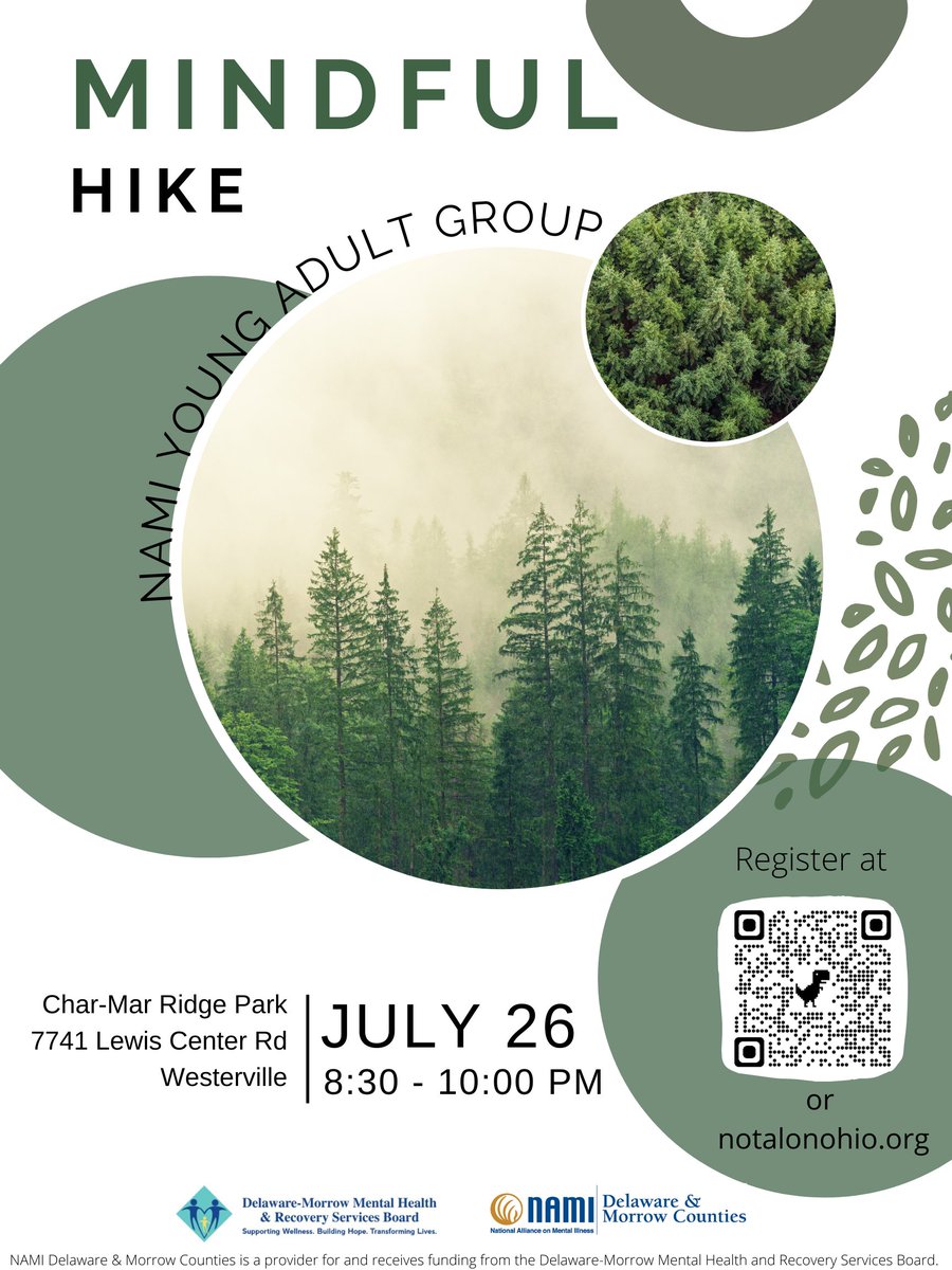 Join our Youth Adult Group on Thursday, July 26th at 8:30pm at Char-Mar Ridge Park for a Mindful Hike.
