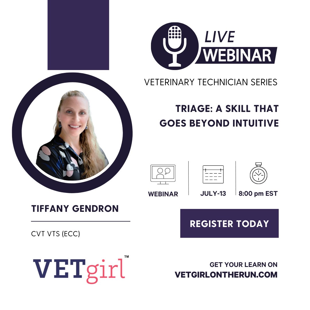 VetGirlOnTheRun's tweet photo. VET TECHS, join us tonight and review one of the most important jobs in the hospital.. TRIAGE. Tune in to learn how to use your exam and triage assessment to get the patient the care they need when they need it! #vettech #vetmed #vetgirl #veterinary

https://t.co/Mp6JUtXV7C https://t.co/ldM6d37L2W