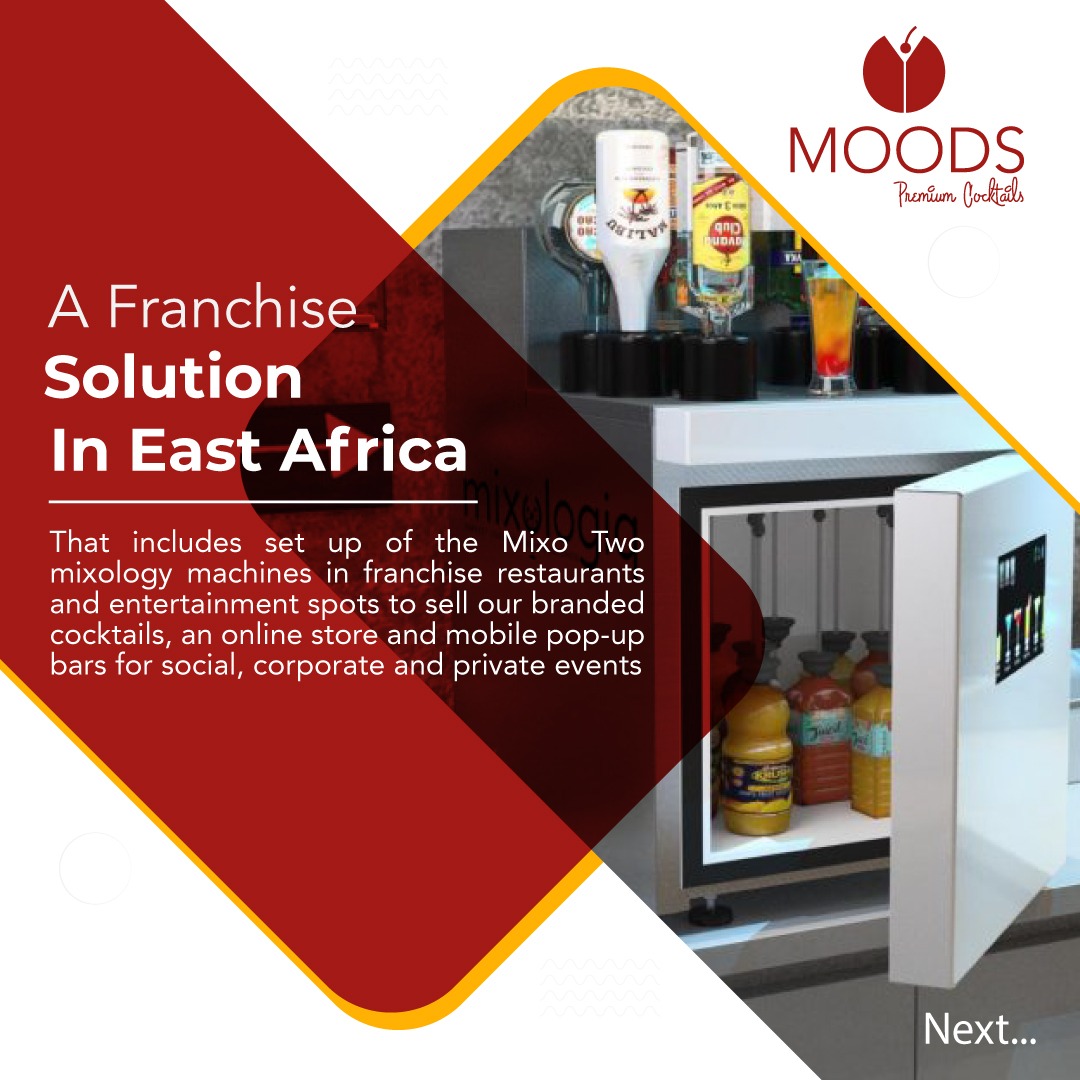 TIRA_Africa's tweet photo. Moods Premium Cocktails will embark on a franchise solution includes set up of the Mixo Two mixology machines in franchise restaurants and entertainment spots. Visit https://t.co/ohI9tSXYbd now. #WeAreIntegrated #weareizone #events #franchising #cocktails #wedding #birthdays https://t.co/E0WCMc2vVI