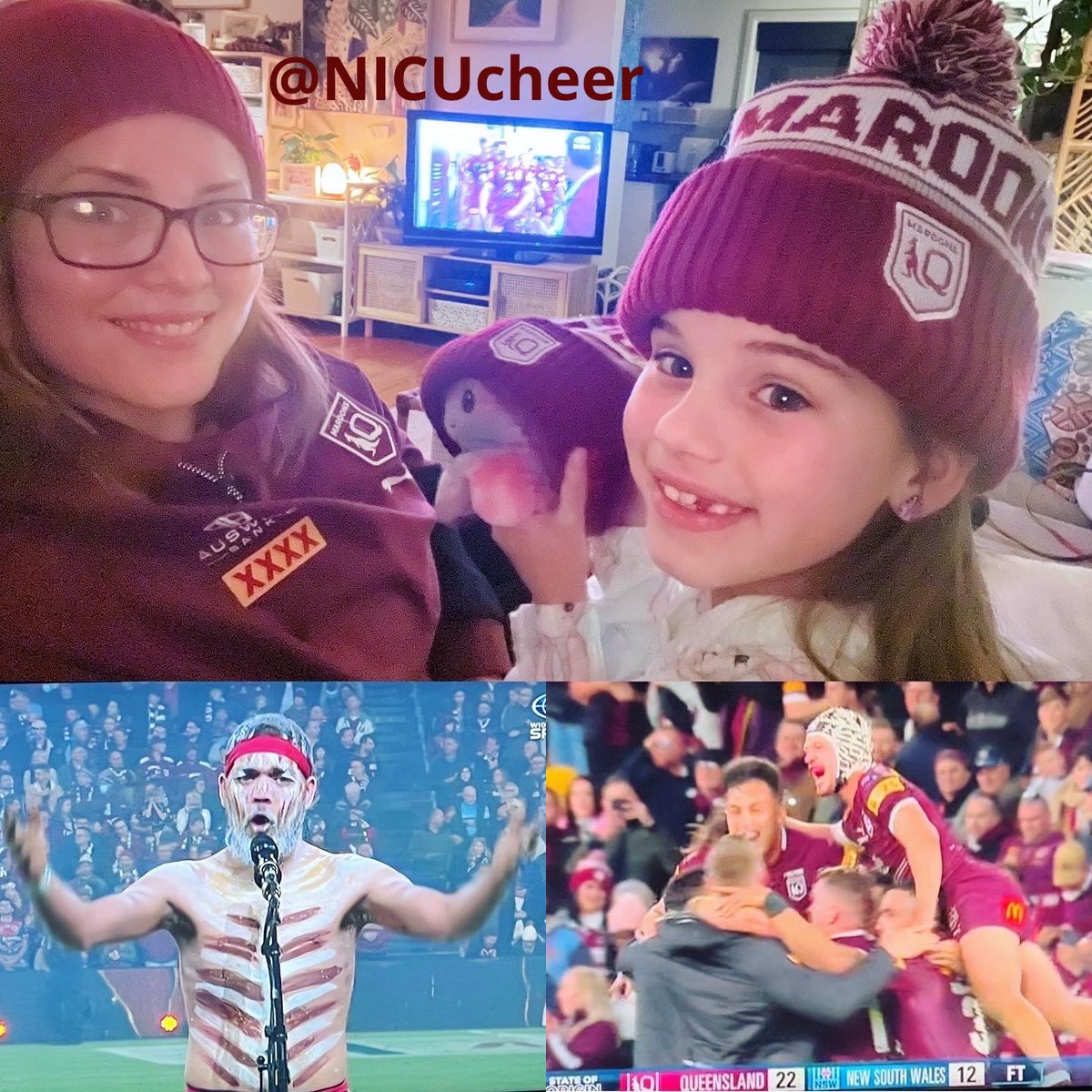 NicuCheer's tweet photo. 🫶🏽QᑌEEᑎSᒪᗩᑎᗪEᖇ!!! ♥️♥️♥️ 

That was EPIC!!!🙌🏽 Well done @QLDmaroons that was absolutely sensational footy. I’ve lost my voice from cheering #GOAT #GGOAT #maroons #queenslander #queenslanders #cheeringfrommelbourne #queensland #queenslandbornandbred #greatestgameofalltime https://t.co/Gr0QGKFR7E
