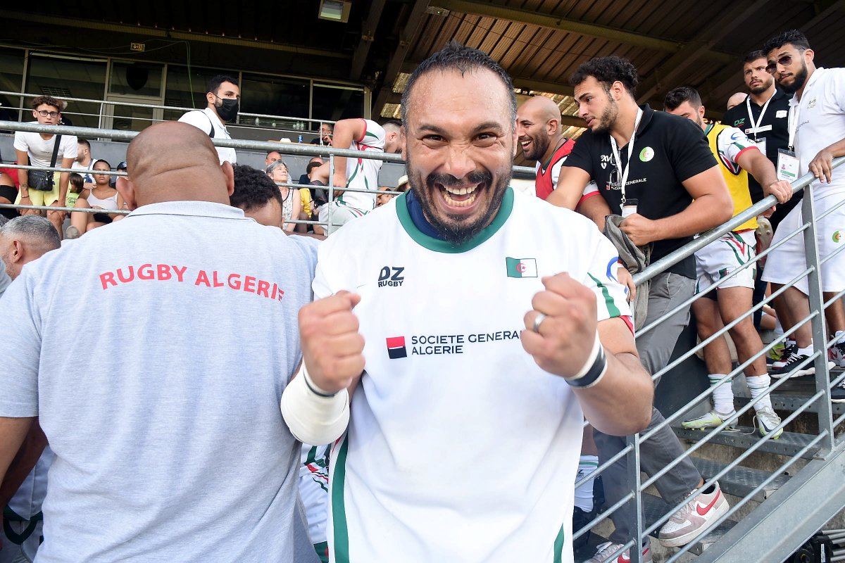RugbyAfrique's tweet photo. Algeria participated in the first ever #RugbyAfricaCup and took the third place. The Algerians climbed eight places (82nd) in the world rankings which they entered last year! @AlgeriaRugby see you in 2027? 👋

#RAC2022 #RWC2023 #RugbyAfrique #RugbyAfrica https://t.co/Gp3JD5GkjE